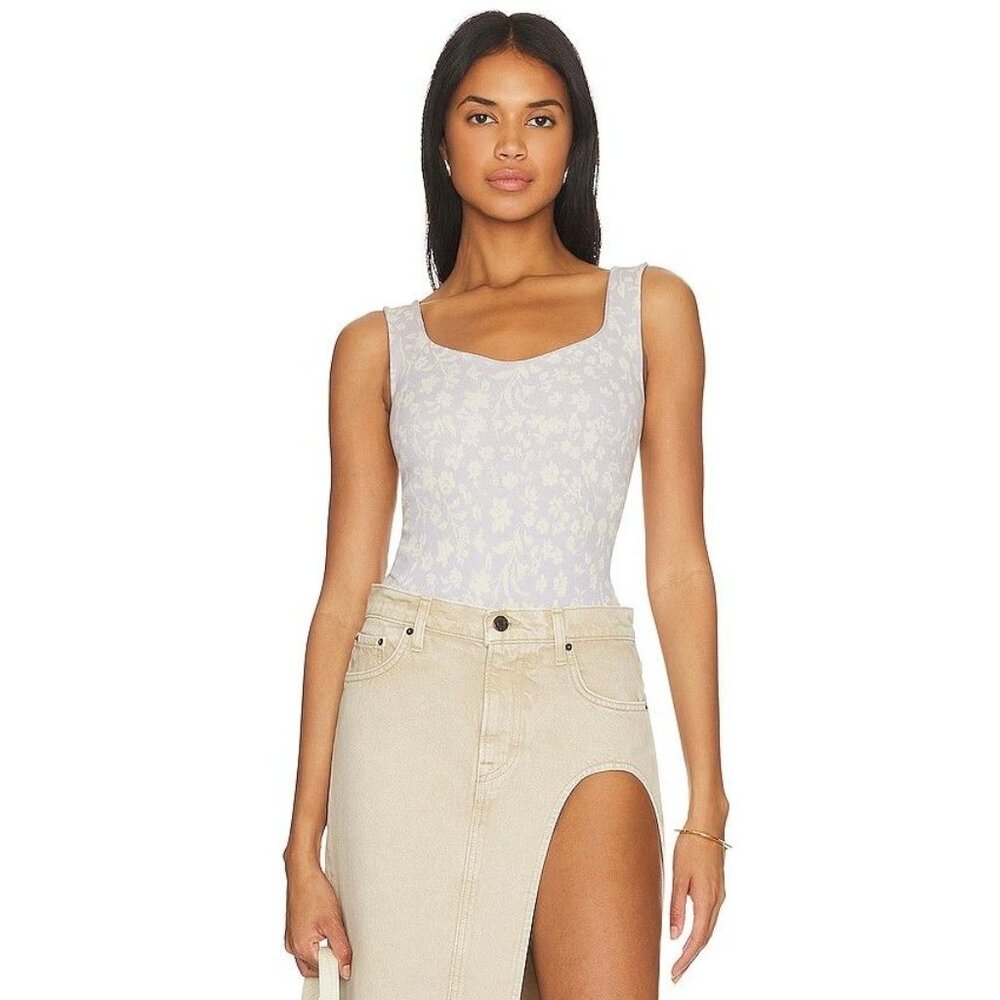 NWT Free People X Intimately FP Clean Lines Printed Bodysuit Sleeveless ribbed t